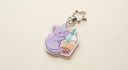Sleepy Boba Cat holo charm