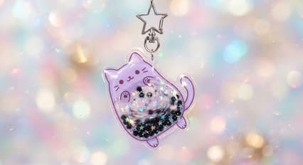 Bubble Tea Boba Cat shaker charm