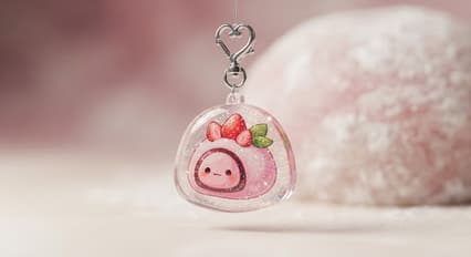 Strawberry Mochi acrylic charm